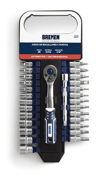BOC.JGO PORTATIL Enc.1/4" x28 Pzs. (4-14mm) + (13 PUNTAS) BREMEN®