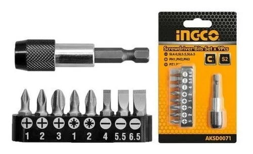 JUEGO DE PUNTAS S2 + PORTA PUNTAS MAGNETICO 9 PIEZAS