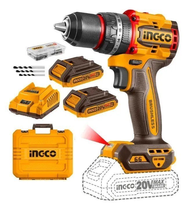 TALADRO PERCUTOR 20V 13MM 20V 66NM-SIN CARBONES-