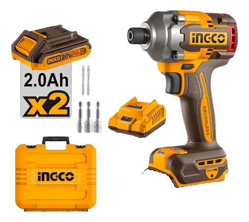 Atornillador de Impacto 20 V + Kit con 2 Baterias, cargador y accesorios