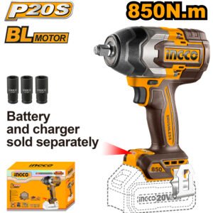 LLAVE DE IMPACTO 20V 1/2" 850NM - SIN CARBONES -SIN BAT. NI CARGADOR