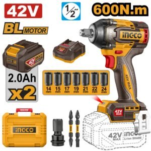 LLAVE DE IMPACTO 42V 1/2"600NM-SIN CARBONES-KIT MALETIN