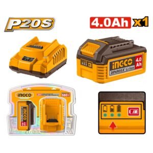 Kit Cargador Inteligente y Batería 4.0Ah 20V INGCO
